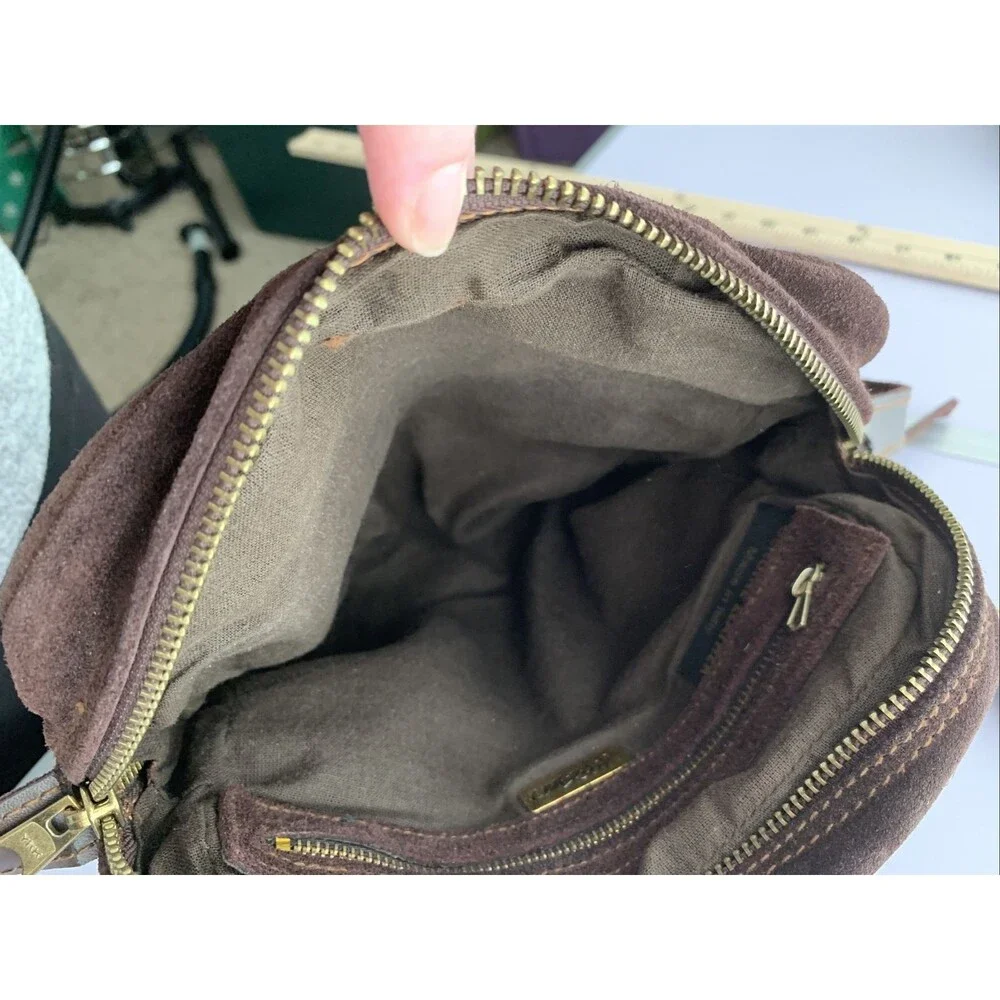 Lord & Taylor Dark Brown Suede Crossbody Purse